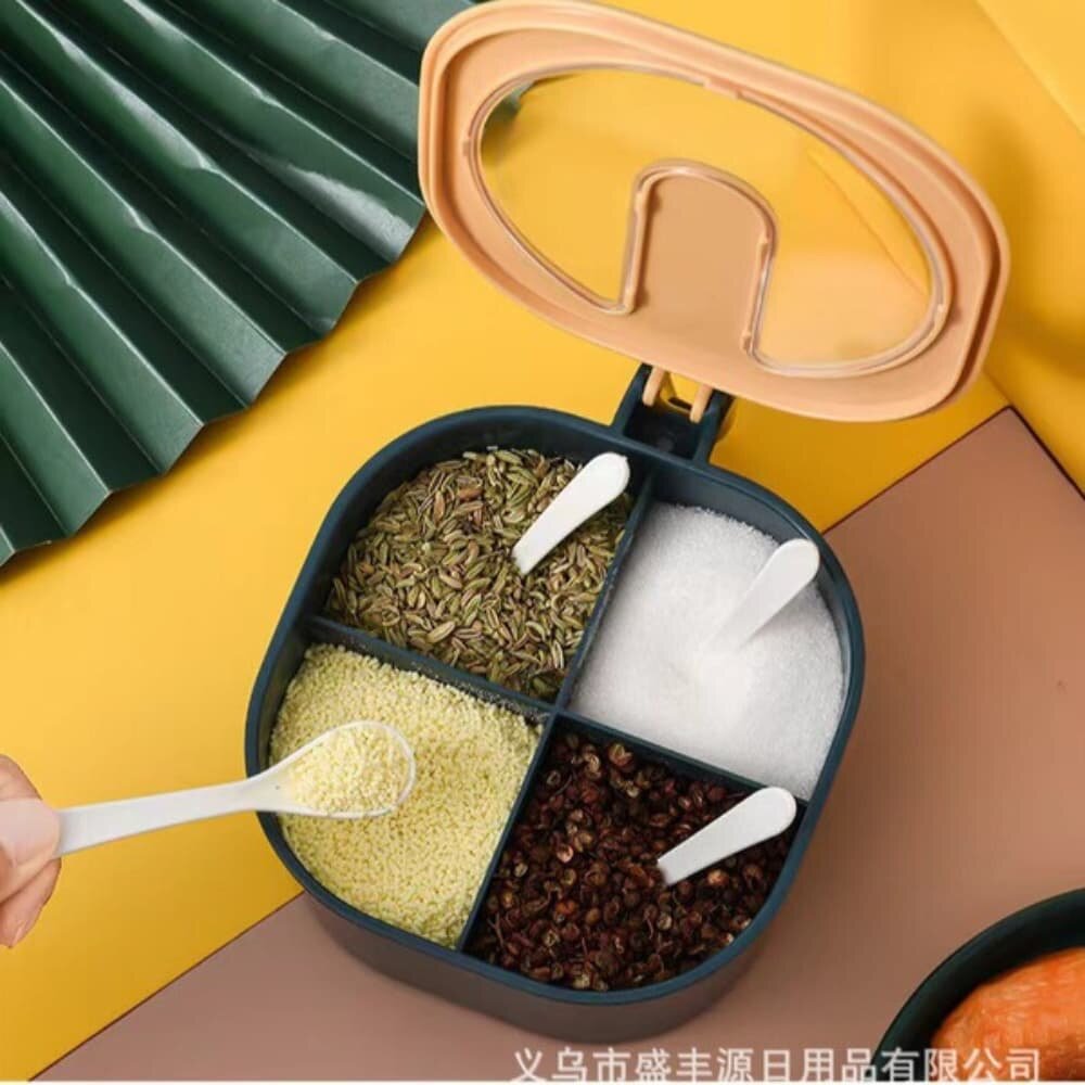 Picture of Ceramic 4 in 1 Condiment Jars & Spice Storage Set with Spoons - Multicolor