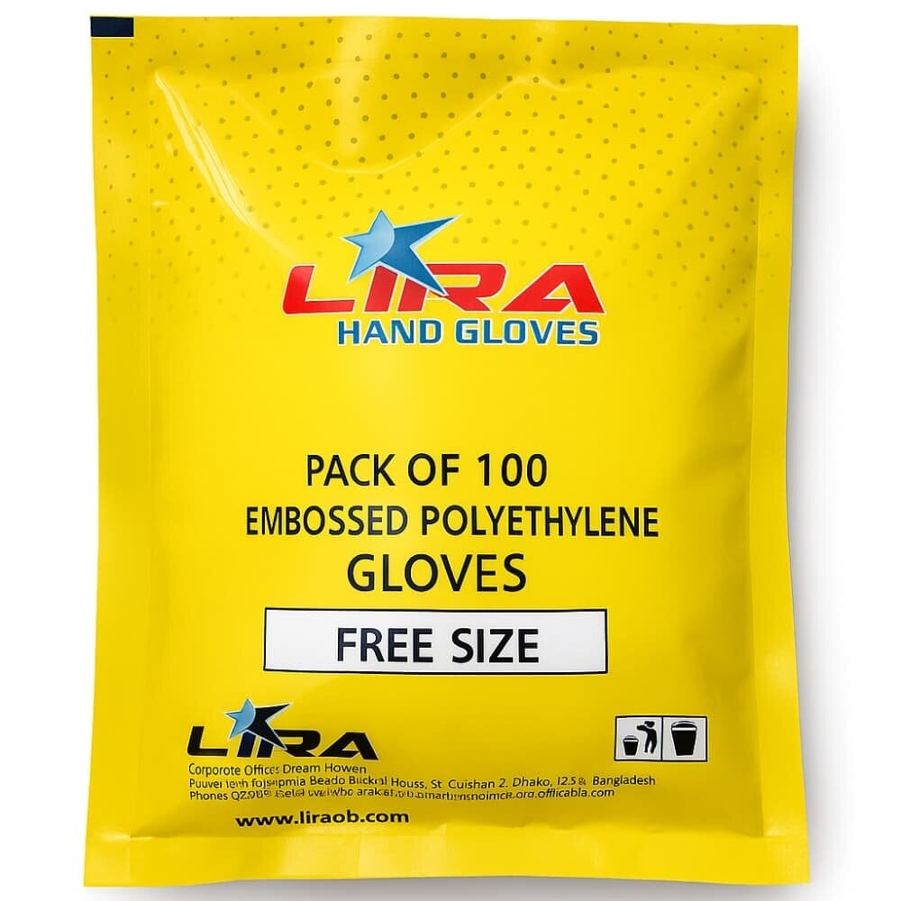 Picture of Pack of 100 Embossed Polyethylene Gloves - Free Size - Multicolor