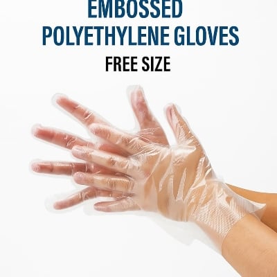 Picture of Pack of 100 Embossed Polyethylene Gloves - Free Size - Multicolor