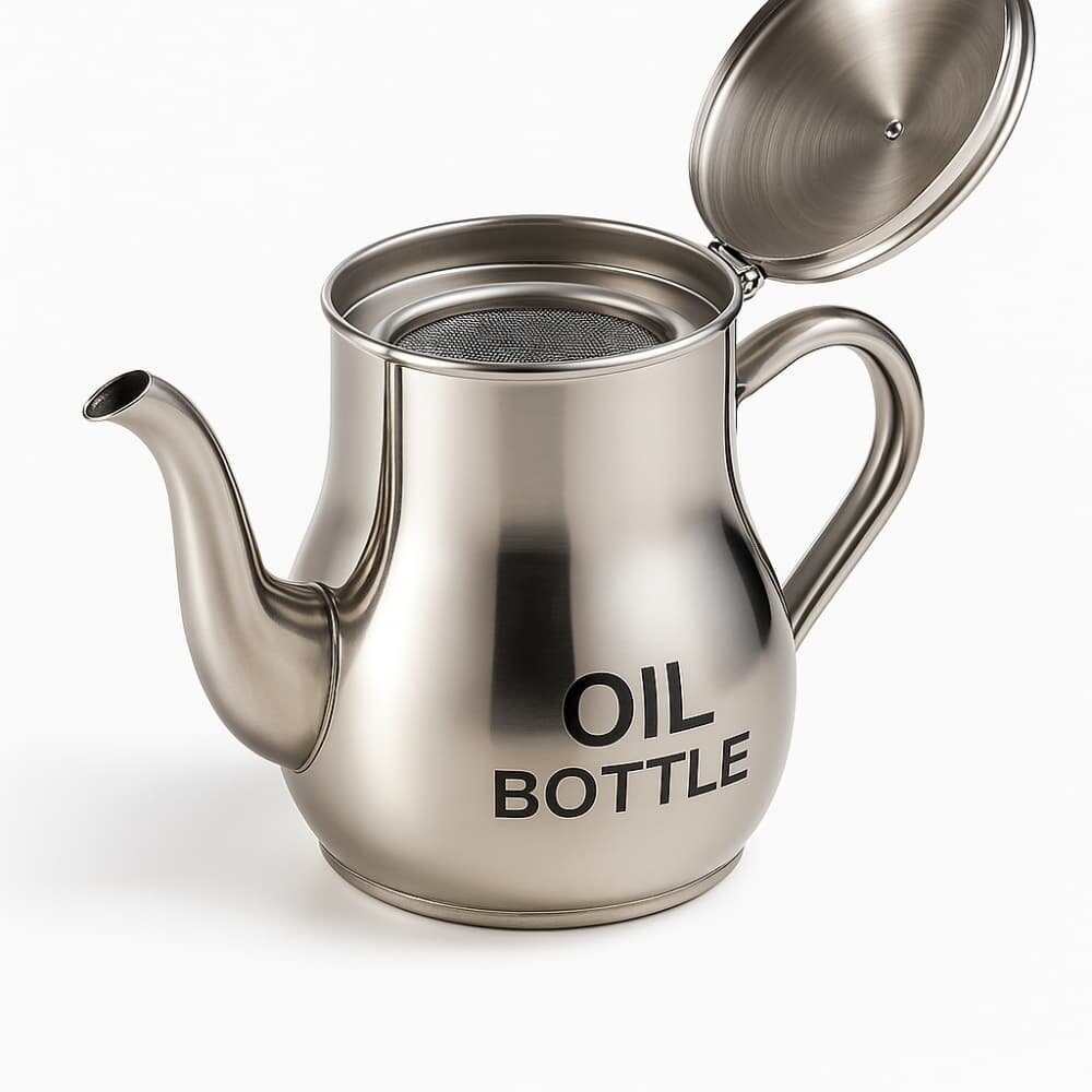 Picture of Stainless Steel Oil Bottle – Large Capacity Oil, Soy Sauce, Vinegar & Coffee Storage Container - Multicolor