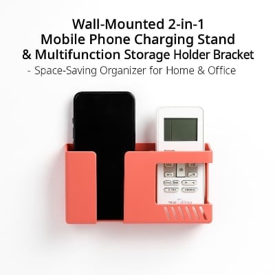 Picture of Wall-Mounted 2-in-1 Mobile Phone Charging Stand & Multifunction Storage Holder Bracket – Space-Saving Organizer for Home & Office 1pcs - Multicolor