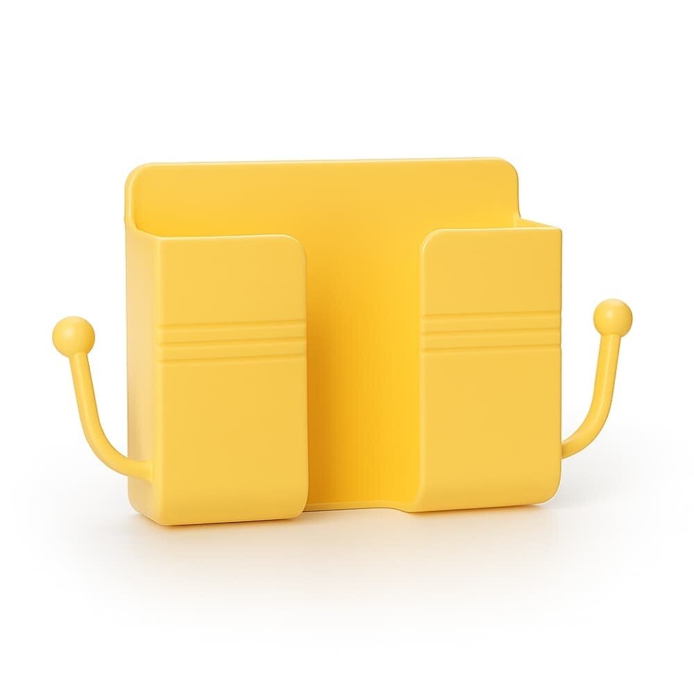 Picture of Multi-Functional Wall Mount Phone Charging Holder & Storage Box – Remote Control Organizer, Mobile Plug Shelf for Home & Office (1pcs) - Multicolor 1pcs