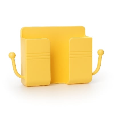 Picture of Multi-Functional Wall Mount Phone Charging Holder & Storage Box – Remote Control Organizer, Mobile Plug Shelf for Home & Office (1pcs) - Multicolor 1pcs