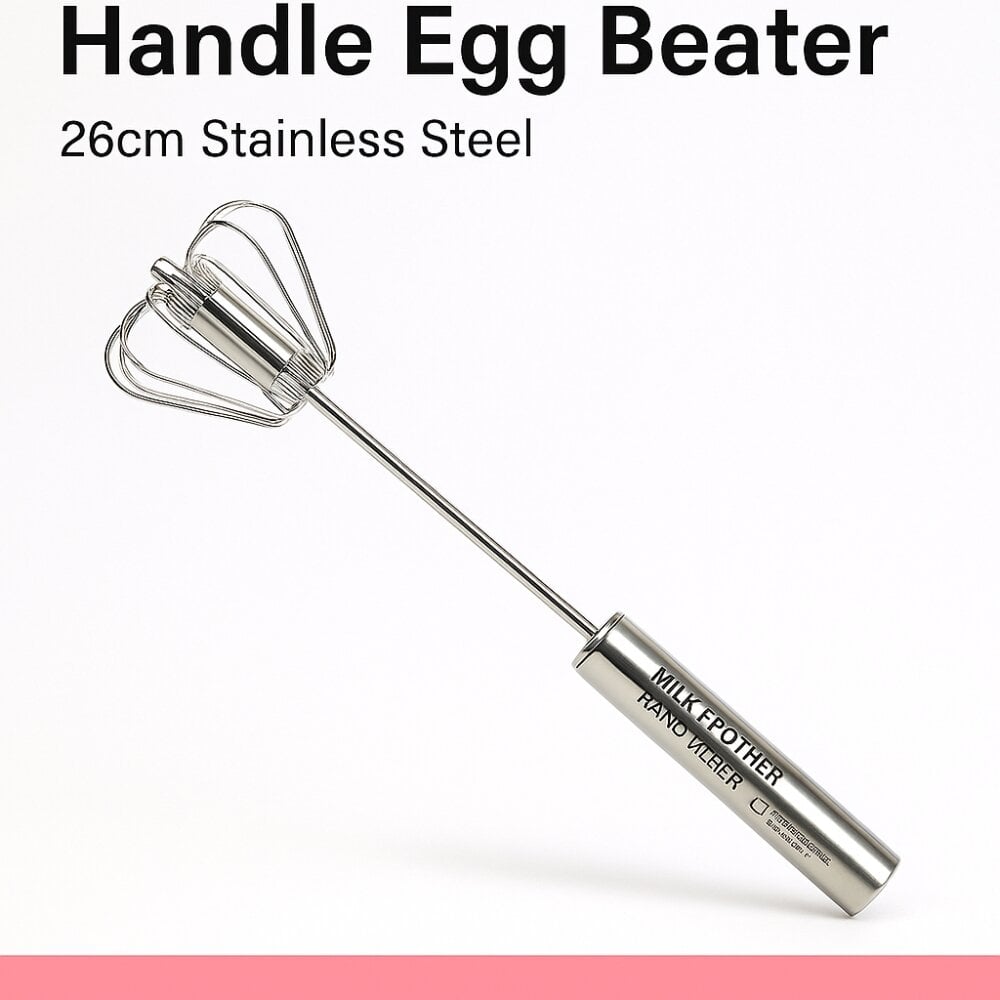 Picture of Semi-Automatic Handle Egg Beater – 26cm Stainless Steel Milk Frother & Hand Mixer (Multicolor) for Kitchen & Baking - Multicolor