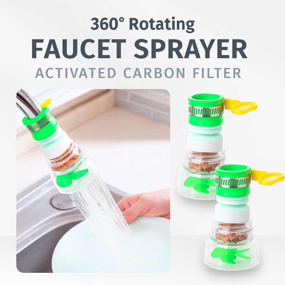 Picture of 360° Rotating Kitchen Faucet Tap with Activated Carbon Water Filter & Sprayer - Multicolor