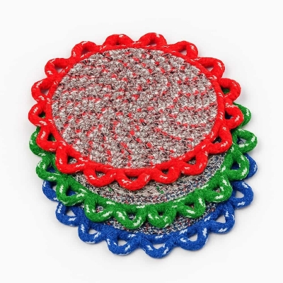Picture of Best Quality Colorful Multi-Color Table Mat Set – 3 Pcs Round 20cm for Dining & Kitchen Déco - Multicolor