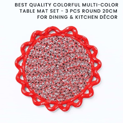 Picture of Best Quality Colorful Multi-Color Table Mat Set – 3 Pcs Round 20cm for Dining & Kitchen Déco - Multicolor