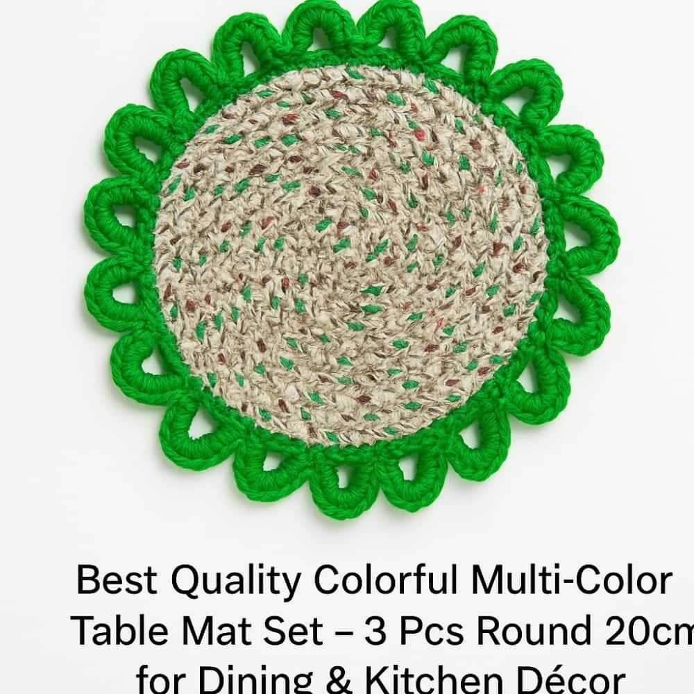 Picture of Best Quality Colorful Multi-Color Table Mat Set – 3 Pcs Round 20cm for Dining & Kitchen Déco - Multicolor