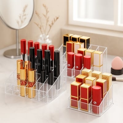 Picture of Desktop Lipstick Display Case with 24 Grids — Clear Cosmetic Organizer