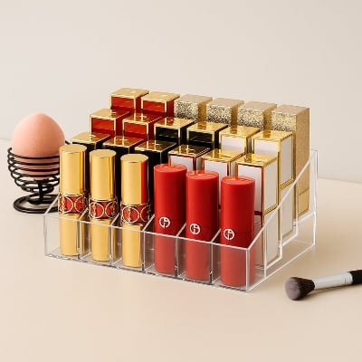 Picture of Desktop Lipstick Display Case with 24 Grids — Clear Cosmetic Organizer