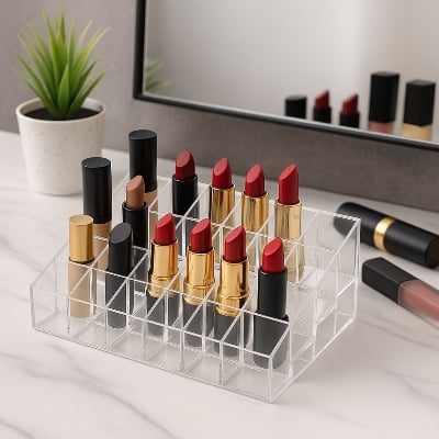 Picture of Desktop Lipstick Display Case with 24 Grids — Clear Cosmetic Organizer