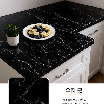Picture of Marble PVC Waterproof Self Adhesive Wallpaper – Kitchen Cabinet, Table & Furniture Renovation Black - (5 Meter)