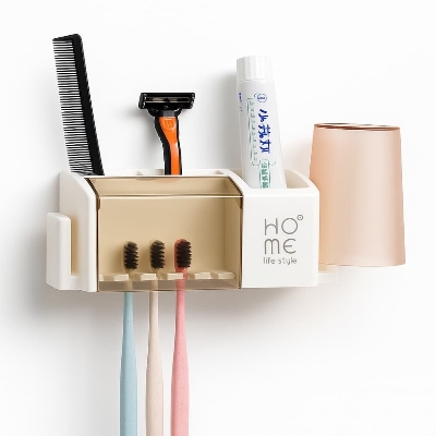 Picture of Wall Mounted Plastic Toothbrush Holder and Dispenser - Multicolor