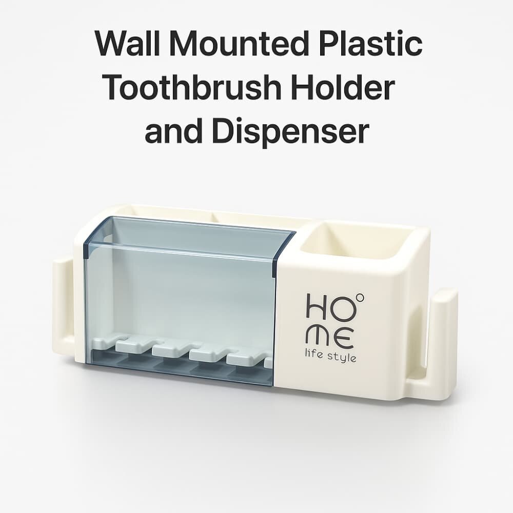 Picture of Wall Mounted Plastic Toothbrush Holder and Dispenser - Multicolor
