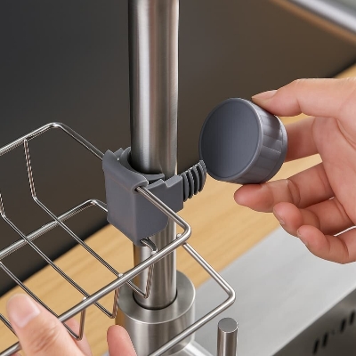 Picture of Stainless Steel Faucet Sink Rack – Punch-Free Kitchen & Bathroom Storage Organizer - Multicolor
