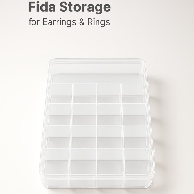 Picture of Clear Plastic Jewelry Organizer Box with Dividers – Fida Storage for Earrings & Rings - Multicolor