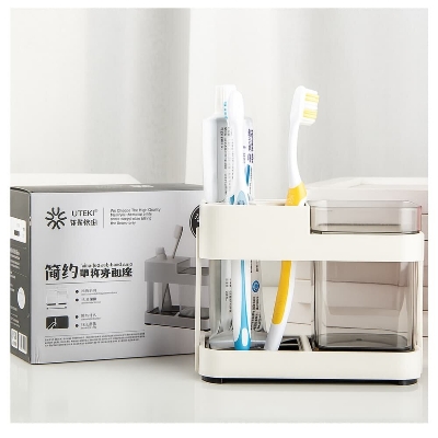 Picture of Toothbrush Box Holder with 1 Cup – Removable Bathroom Storage Organizer for Toilet & Sink - Multicolor