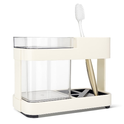 Picture of Toothbrush Box Holder with 1 Cup – Removable Bathroom Storage Organizer for Toilet & Sink - Multicolor