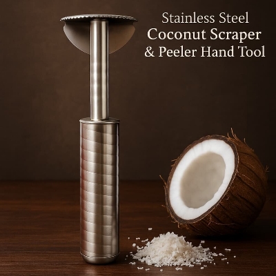 Picture of Stainless Steel Coconut Scraper & Peeler Hand Tool - Multicolor