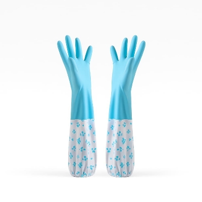 Picture of Long Rubber Kitchen Washing Gloves with Drawstring – Household Cleaning Gloves - Multicolor