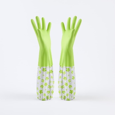 Picture of Long Rubber Kitchen Washing Gloves with Drawstring – Household Cleaning Gloves - Multicolor