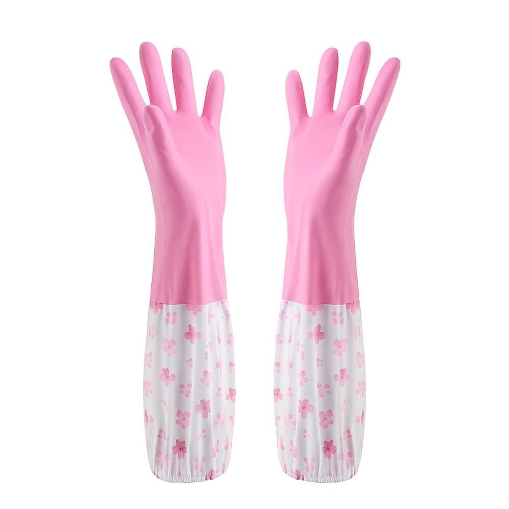 Picture of Long Rubber Kitchen Washing Gloves with Drawstring – Household Cleaning Gloves - Multicolor