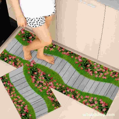 Picture of Anti-Slip 3D Geometric Kitchen & Home Floor Mats – Jacquard Rug Set