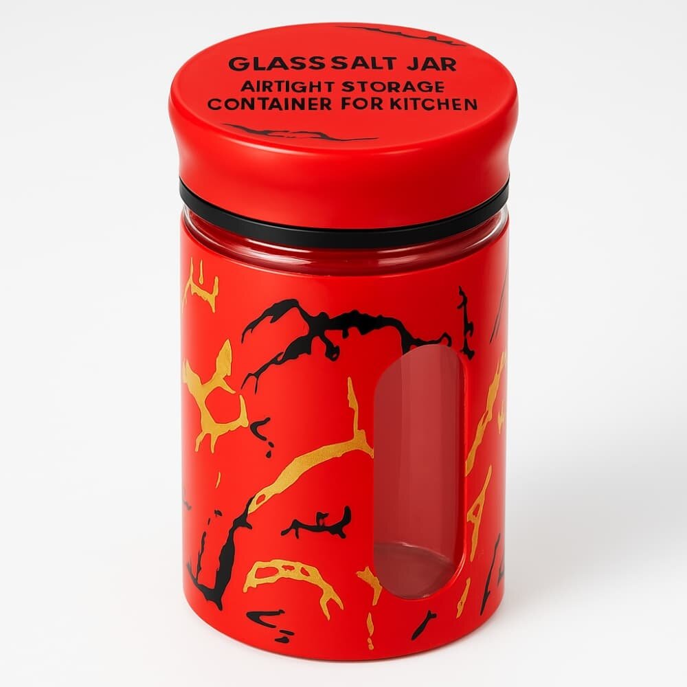 Picture of Glass Salt Jar – Airtight Storage Container for Kitchen - Multicolor
