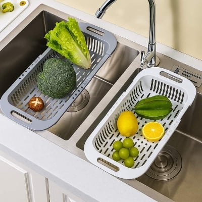 Picture of Foldable Telescopic Sink Drain Basket – Multi-Functional Kitchen Veg & Fruit Washing Rack - Multicolor