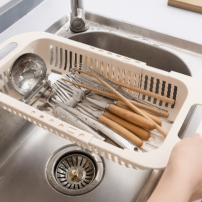 Picture of Foldable Telescopic Sink Drain Basket – Multi-Functional Kitchen Veg & Fruit Washing Rack - Multicolor