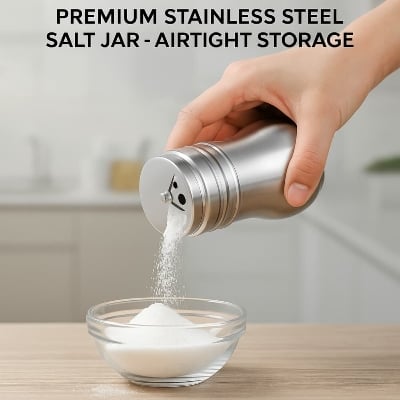 Picture of Premium Stainless Steel Salt Jar – Airtight Storage - Multicolor