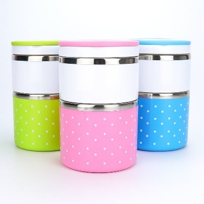 Picture of 2 Layer Stainless Steel Insulated Lunch Box 930ML – Double-Layer Bento Lunch Container for Students & Office - Multicolor