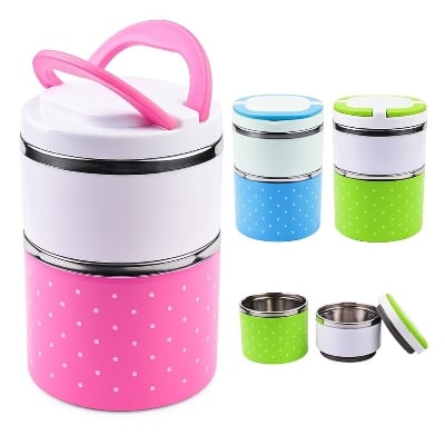 Picture of 2 Layer Stainless Steel Insulated Lunch Box 930ML – Double-Layer Bento Lunch Container for Students & Office - Multicolor