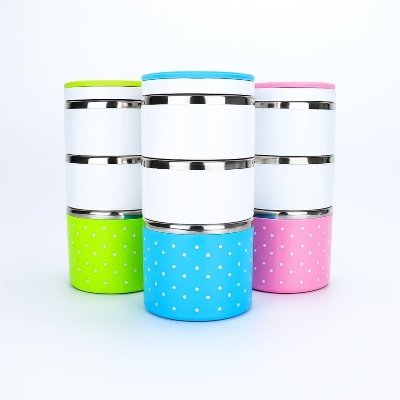Picture of 3 Layer Stainless Steel Insulated Lunch Box 1230ML – Double-Layer Bento Lunch Container for Students & Office - Multicolor
