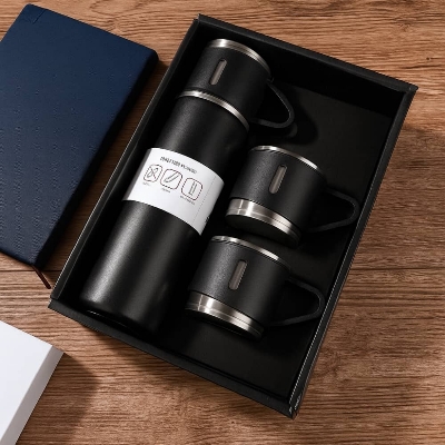 Picture of 500ML Stainless Steel Thermo Vacuum Flask Gift Set | Office & Outdoor Thermal Bottle with Cup - Multicolor