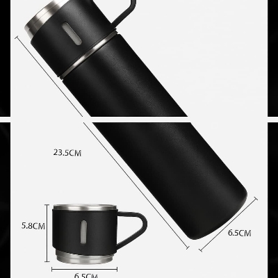 Picture of 500ML Stainless Steel Thermo Vacuum Flask Gift Set | Office & Outdoor Thermal Bottle with Cup - Multicolor