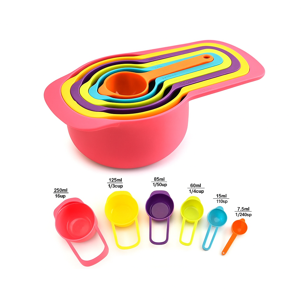 Picture of 6PCS Plastic Measuring Spoon Set – Precision Kitchen & Baking Tools - Multicolor