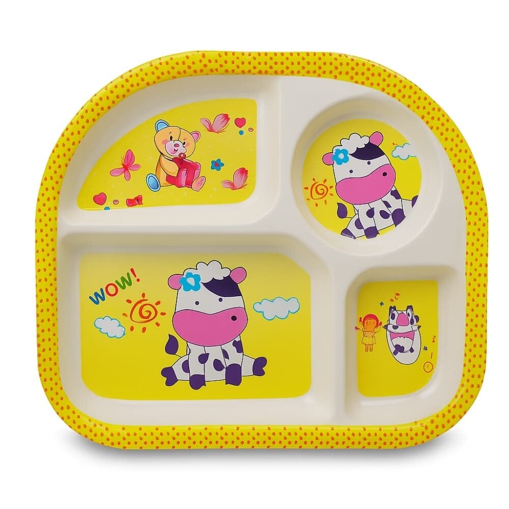 Picture of Cute Baby Melamine Plate 4 Compartment Feeding Dish 1pcs - Multicolor