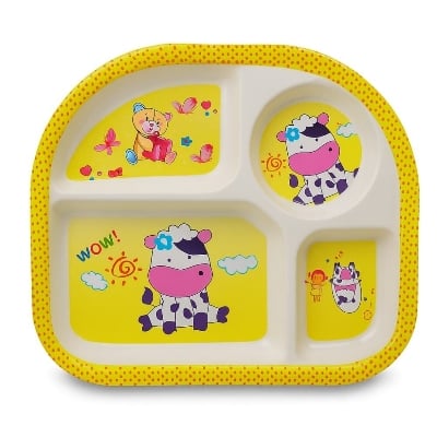 Picture of Cute Baby Melamine Plate 4 Compartment Feeding Dish 1pcs - Multicolor