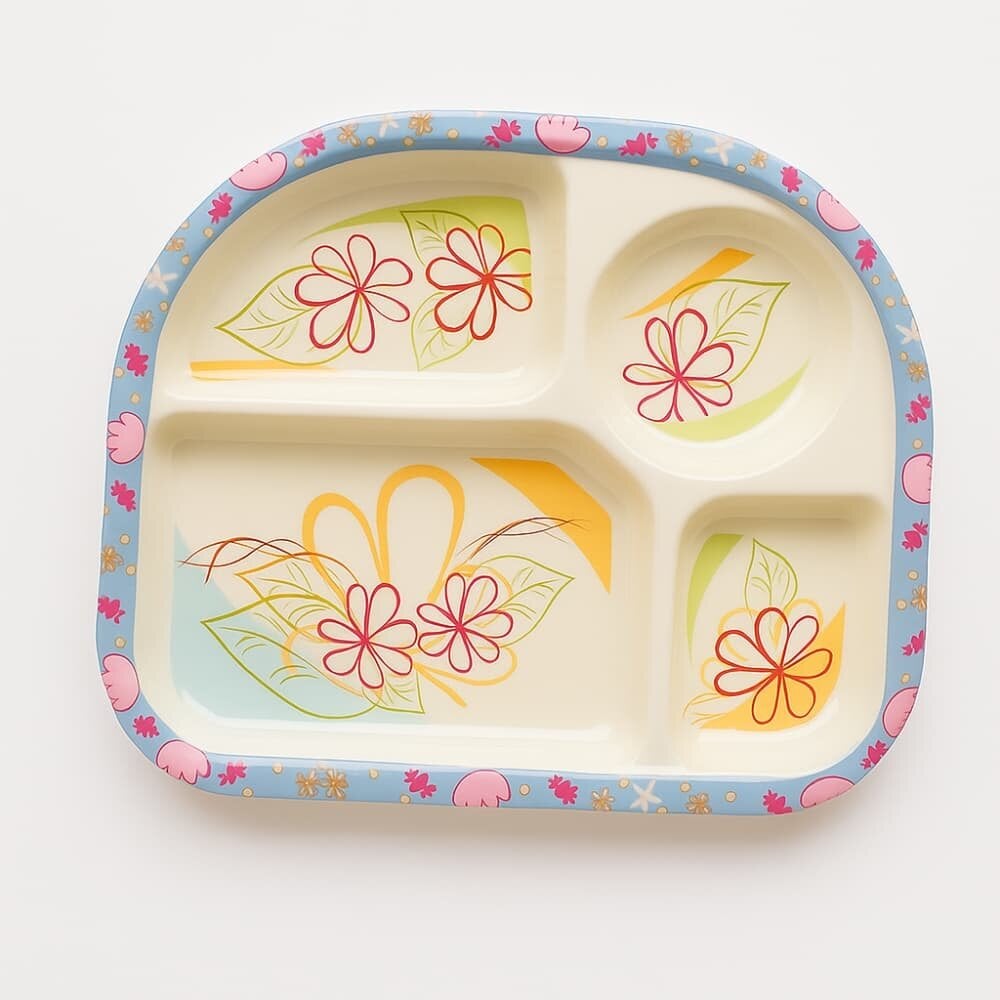 Picture of Cute Baby Melamine Plate 4 Compartment Feeding Dish 1pcs - Multicolor