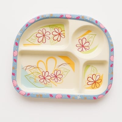 Picture of Cute Baby Melamine Plate 4 Compartment Feeding Dish 1pcs - Multicolor