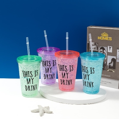 Picture of Summer Juice & Water Pot-Ice Straw Cup for Refreshing Drinks 450ml - Multicolor
