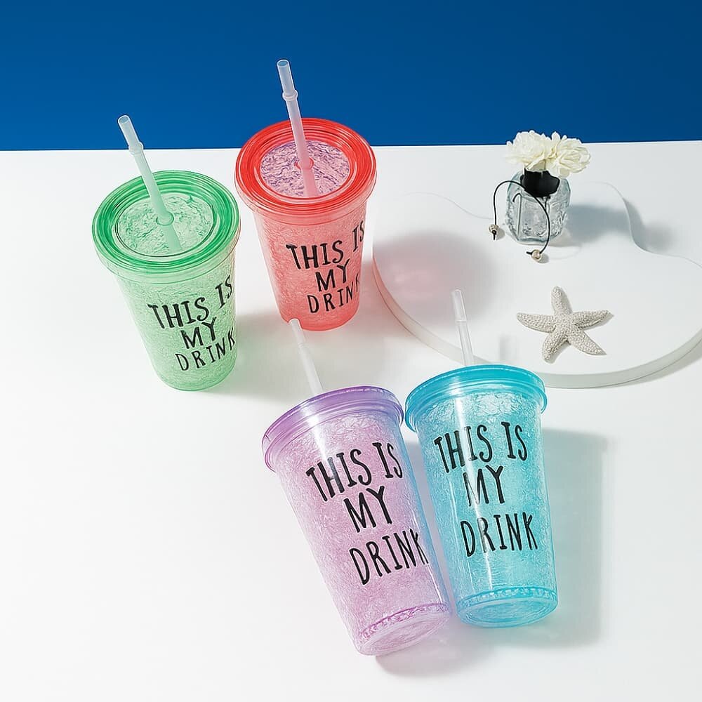 Picture of Summer Juice & Water Pot-Ice Straw Cup for Refreshing Drinks 450ml - Multicolor