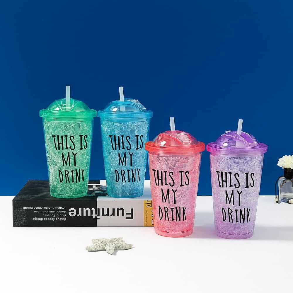 Picture of Summer Juice & Water Pot-Ice Straw Cup for Refreshing Drinks 450ml - Multicolor