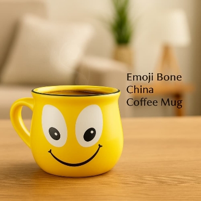 Picture of Emoji Bone China Ceramic Coffee Mug – Fun & Stylish Gift Cup - 1pcs