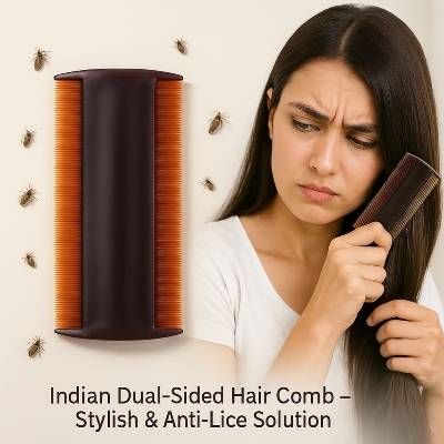 Picture of Indian Dual-Sided Hair Comb – Stylish & Anti-Lice Solution