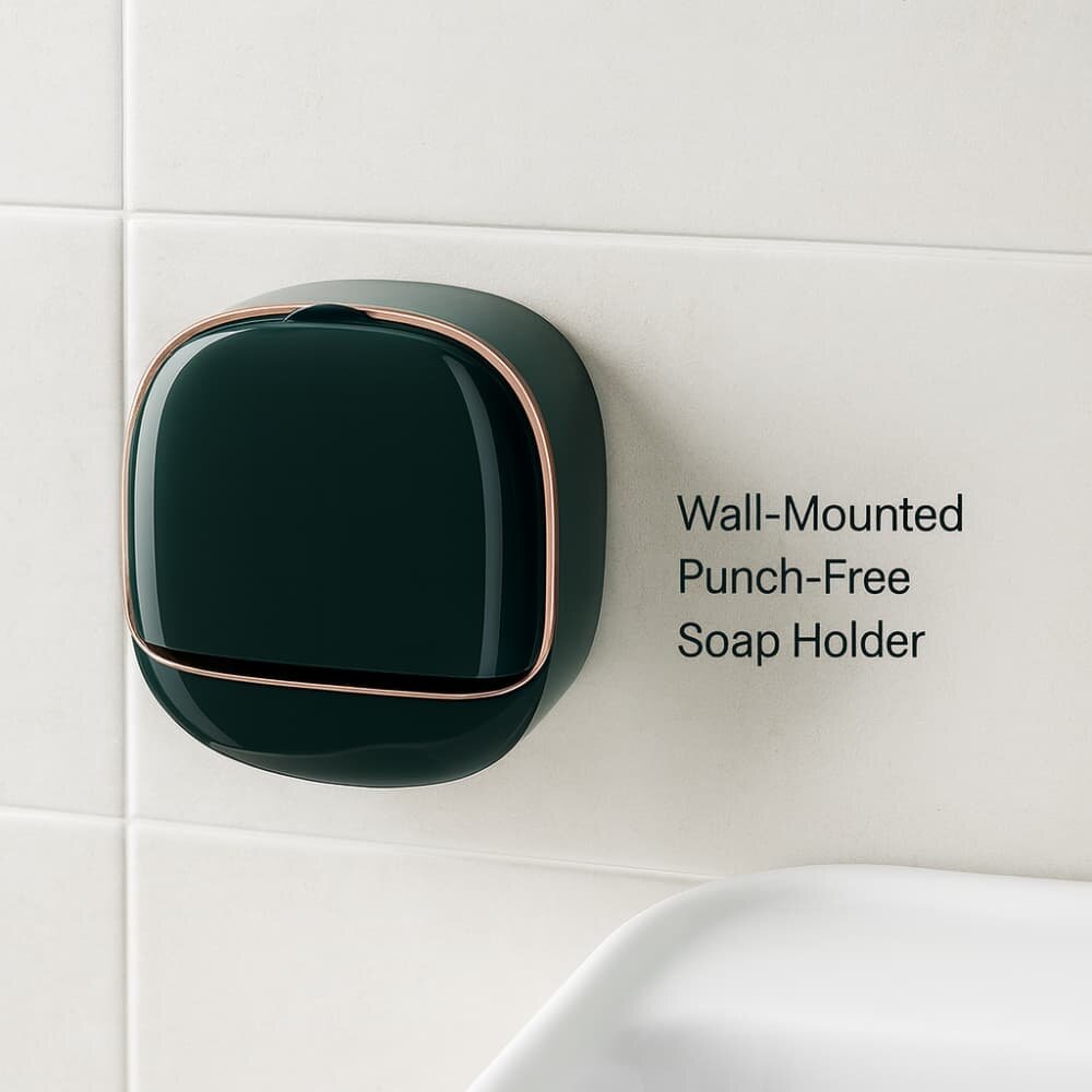 Picture of Wall-Mounted Punch-Free Soap Holder – Flip-Top Drain Soap Box for Bathroom Storage - Multicolor