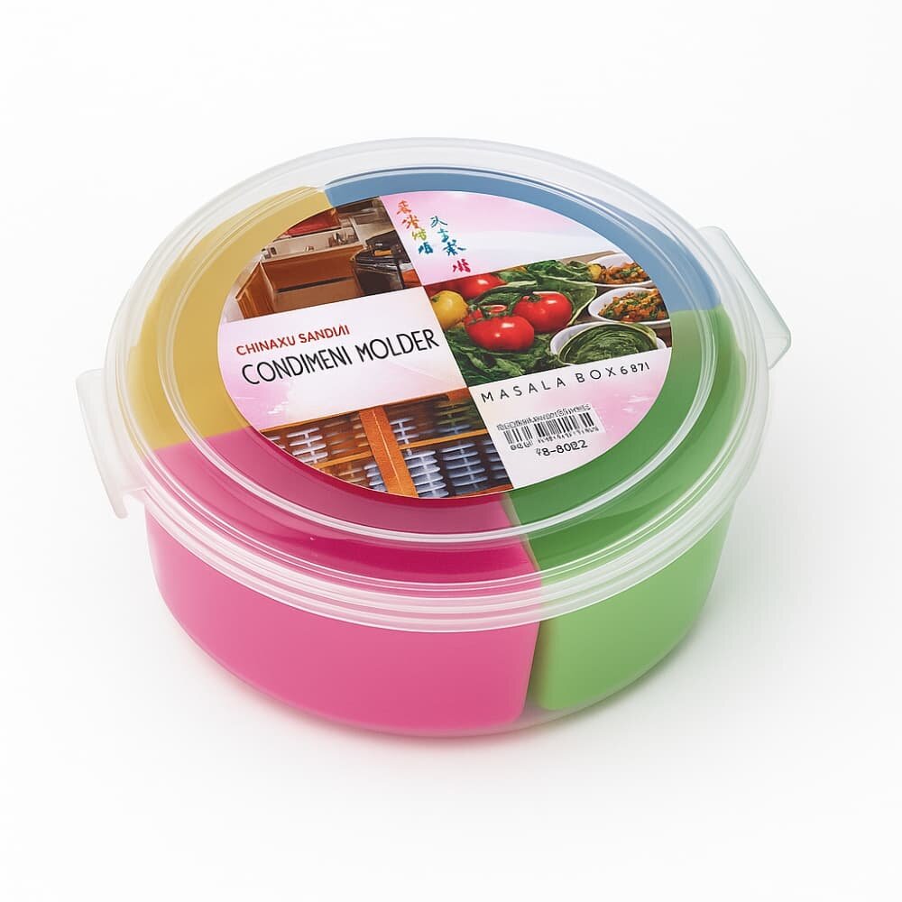 Picture of China Sugandhi Masala Box – Plastic Spice Jars Set with Spoons - Multicolor