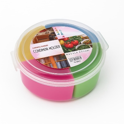 Picture of China Sugandhi Masala Box – Plastic Spice Jars Set with Spoons - Multicolor