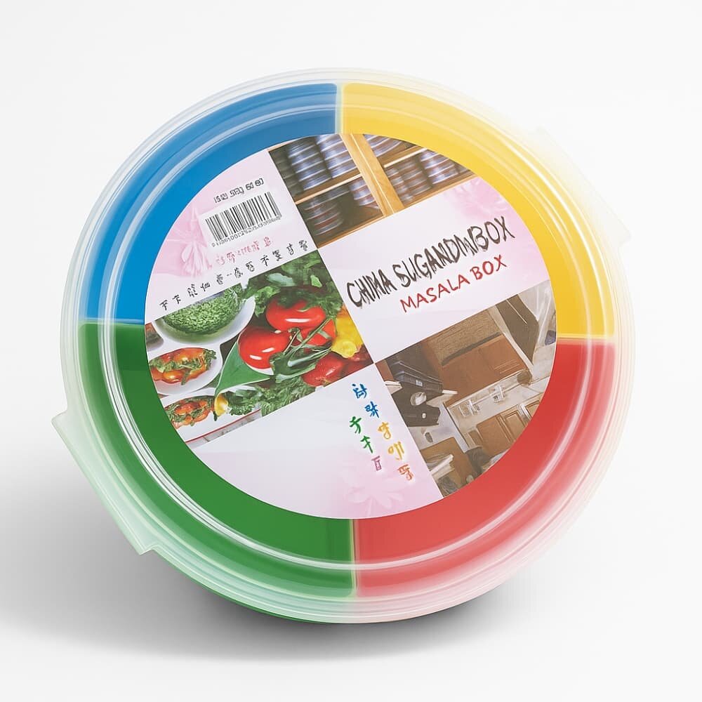 Picture of China Sugandhi Masala Box – Plastic Spice Jars Set with Spoons - Multicolor